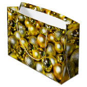 Golden and Yellow Christmas Ball Cluster Große Geschenktüte (Rückseite Schrägansicht)