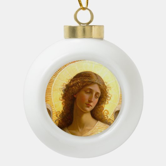 Golden Angel Gentle Messenger der Liebe Keramik Kugel-Ornament (Vorderseite)