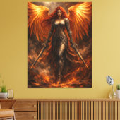 Golden Angel of Fire | Epic Fantasy Wall Art Leinwanddruck (Insitu (Wohnzimmer))