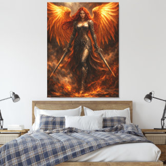 Golden Angel of Fire | Epic Fantasy Wall Art Leinwanddruck