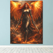 Golden Angel of Fire | Epic Fantasy Wall Art Leinwanddruck (Insitu (Holzboden))