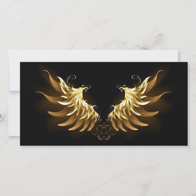 Golden Angel Wings auf schwarzem Hintergrund (Vorderseite)