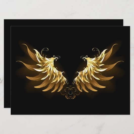 Golden Angel Wings auf schwarzem Hintergrund Ankündigung (Vorne/Hinten)