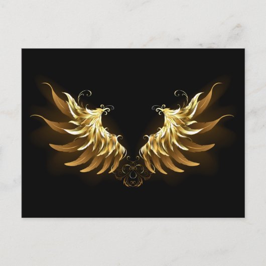 Golden Angel Wings auf schwarzem Hintergrund Ankündigungspostkarte (Vorderseite)