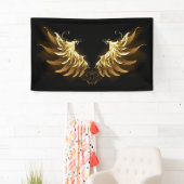 Golden Angel Wings auf schwarzem Hintergrund Banner (Insitu)