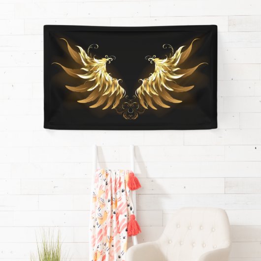 Golden Angel Wings auf schwarzem Hintergrund Banner (Insitu)
