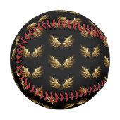 Golden Angel Wings auf schwarzem Hintergrund Baseball (Vorderseite Links)