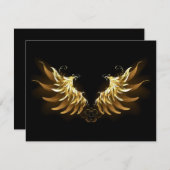 Golden Angel Wings auf schwarzem Hintergrund Begleitkarte (Vorne/Hinten)