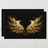 Golden Angel Wings auf schwarzem Hintergrund Briefpapier (Vorne/Hinten)