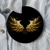 Golden Angel Wings auf schwarzem Hintergrund Button (Beispiel)