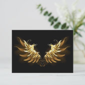 Golden Angel Wings auf schwarzem Hintergrund Dankeskarte (Stehend Vorderseite)