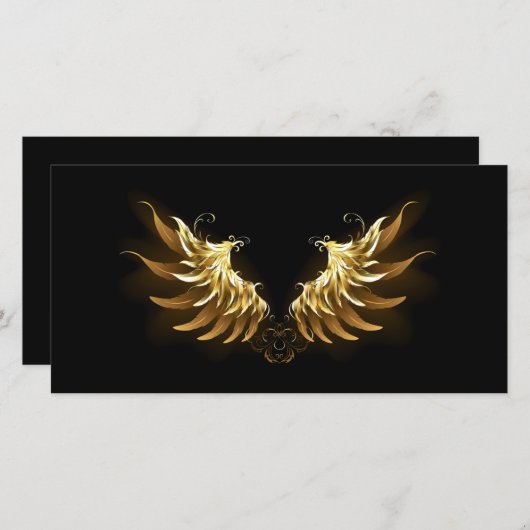 Golden Angel Wings auf schwarzem Hintergrund Dankeskarte (Vorne/Hinten)