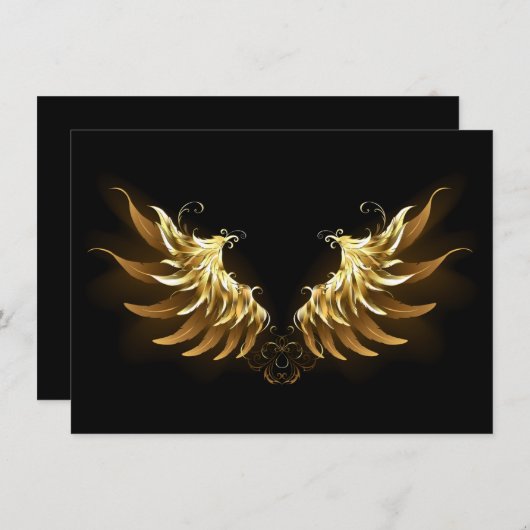 Golden Angel Wings auf schwarzem Hintergrund Dankeskarte (Vorne/Hinten)