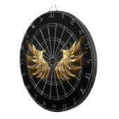Golden Angel Wings auf schwarzem Hintergrund Dartscheibe (Vorderseite rechts)