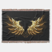 Golden Angel Wings auf schwarzem Hintergrund Decke (Vorderseite)
