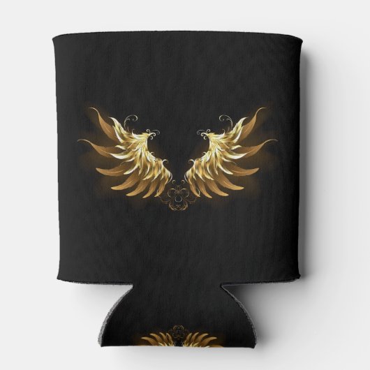 Golden Angel Wings auf schwarzem Hintergrund Dosenkühler (Rückseite)