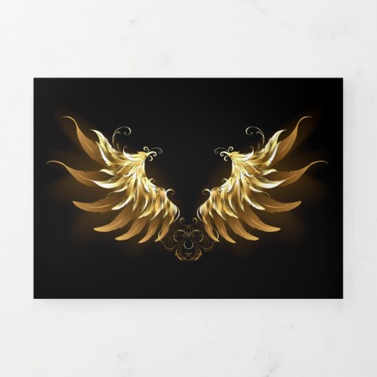 Golden Angel Wings auf schwarzem Hintergrund Dreifach-gefaltete Programmkarte (Cover)