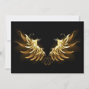 Golden Angel Wings auf schwarzem Hintergrund Einladung