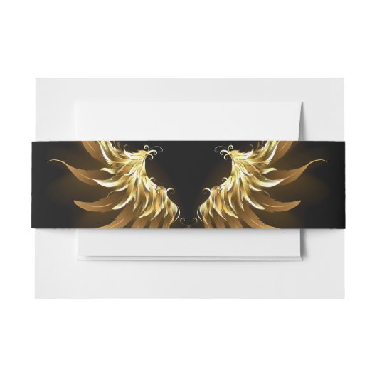 Golden Angel Wings auf schwarzem Hintergrund Einladungsbanderole (Vorderseite Beispiel)