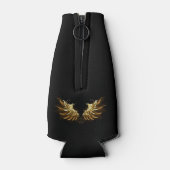 Golden Angel Wings auf schwarzem Hintergrund Flaschenkühler (Rückseite)