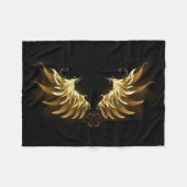 Golden Angel Wings auf schwarzem Hintergrund Fleecedecke (Vorderseite (Horizontal))