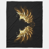 Golden Angel Wings auf schwarzem Hintergrund Fleecedecke (Vorderseite)