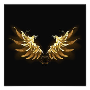 Golden Angel Wings auf schwarzem Hintergrund Fotodruck