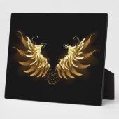 Golden Angel Wings auf schwarzem Hintergrund Fotoplatte (Seite)