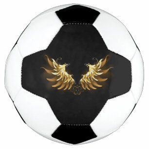 Golden Angel Wings auf schwarzem Hintergrund Fußball