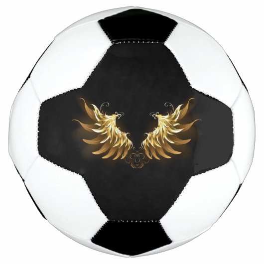 Golden Angel Wings auf schwarzem Hintergrund Fußball (Vorderseite)
