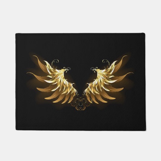 Golden Angel Wings auf schwarzem Hintergrund Fußmatte (Vorderseite)