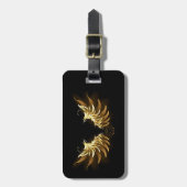 Golden Angel Wings auf schwarzem Hintergrund Gepäckanhänger (Vorderseite vertikal)