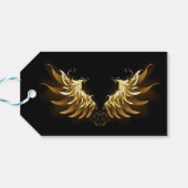 Golden Angel Wings auf schwarzem Hintergrund Geschenkanhänger (Rückseite Horizontal)