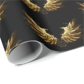 Golden Angel Wings auf schwarzem Hintergrund Geschenkpapier (Rolleneckpunkt)