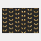 Golden Angel Wings auf schwarzem Hintergrund Geschenkpapier Set (Vorderseite)