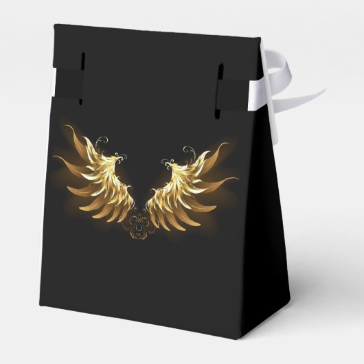 Golden Angel Wings auf schwarzem Hintergrund Geschenkschachtel (Rückseite)