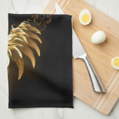 Golden Angel Wings auf schwarzem Hintergrund Geschirrtuch (Viertel Falte)