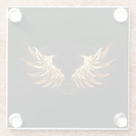 Golden Angel Wings auf schwarzem Hintergrund Glasuntersetzer (Rückseite)