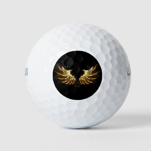 Golden Angel Wings auf schwarzem Hintergrund Golfball (Vorderseite)