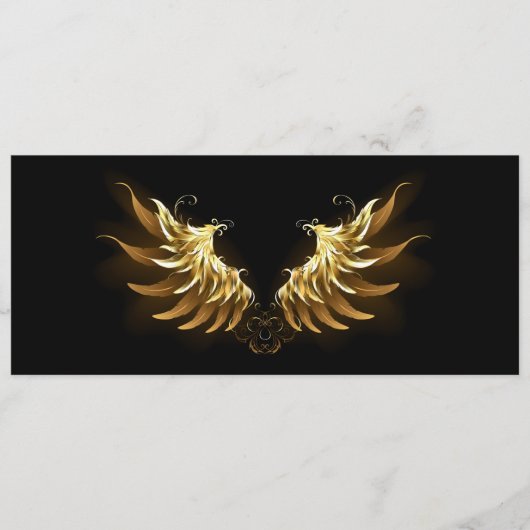 Golden Angel Wings auf schwarzem Hintergrund Hinweiskarte (Vorderseite)