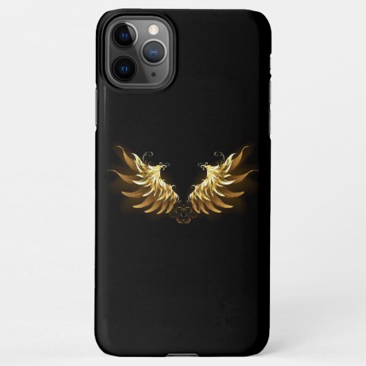 Golden Angel Wings auf schwarzem Hintergrund iPhone Hülle (Rückseite)