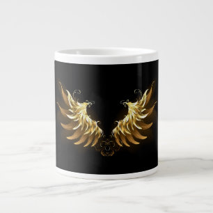 Golden Angel Wings auf schwarzem Hintergrund Jumbo-Tasse