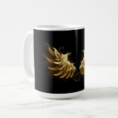 Golden Angel Wings auf schwarzem Hintergrund Kaffeetasse (Vorderseite Links)