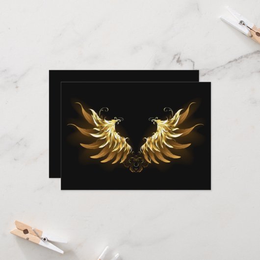 Golden Angel Wings auf schwarzem Hintergrund Karte (Vorderseite/Rückseite Beispiel)