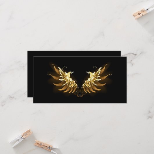 Golden Angel Wings auf schwarzem Hintergrund Karte (Vorderseite/Rückseite Beispiel)