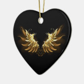 Golden Angel Wings auf schwarzem Hintergrund Keramik Ornament (Links)