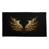 Golden Angel Wings auf schwarzem Hintergrund Kissenbezug (Rückseite-Links)