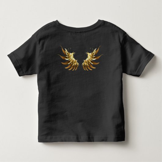 Golden Angel Wings auf schwarzem Hintergrund Kleinkind T-shirt (Rückseite)