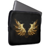 Golden Angel Wings auf schwarzem Hintergrund Laptopschutzhülle (Vorne Rechts)
