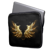 Golden Angel Wings auf schwarzem Hintergrund Laptopschutzhülle (Vorderseite Links)